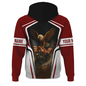 Railspirit Personalized Delaware, Lackawanna and Western Railroad Hoodie American Eagle Vintage Train DL&W Zip Up Hoodie