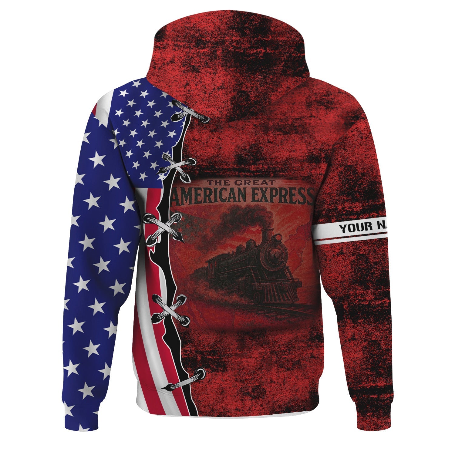 Railspirit Personalized Seaboard Air Line Railroad Hoodie Retro American Express Train With USA Flag Zip Up Hoodie