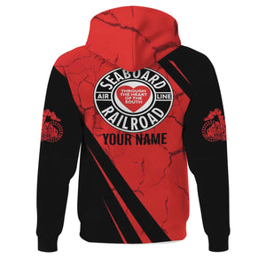 Railspirit Personalized Seaboard Air Line Railroad Hoodie Crackle Texture Style Train Zip Up Hoodie For Trackhead