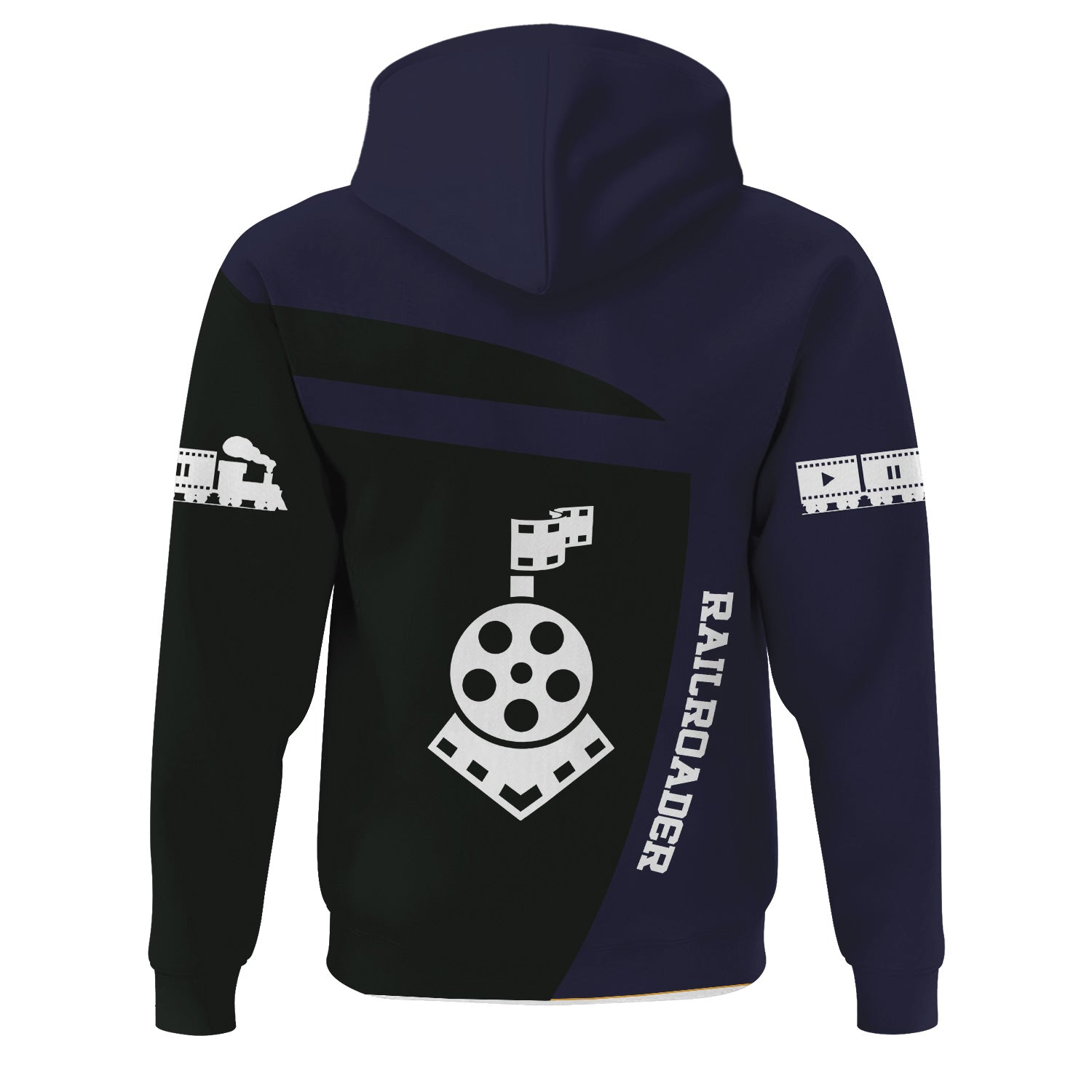 Railspirit Personalized Chessie System Railroad Hoodie All Aboard Steam Train Movie Projector Style Zip Up Hoodie