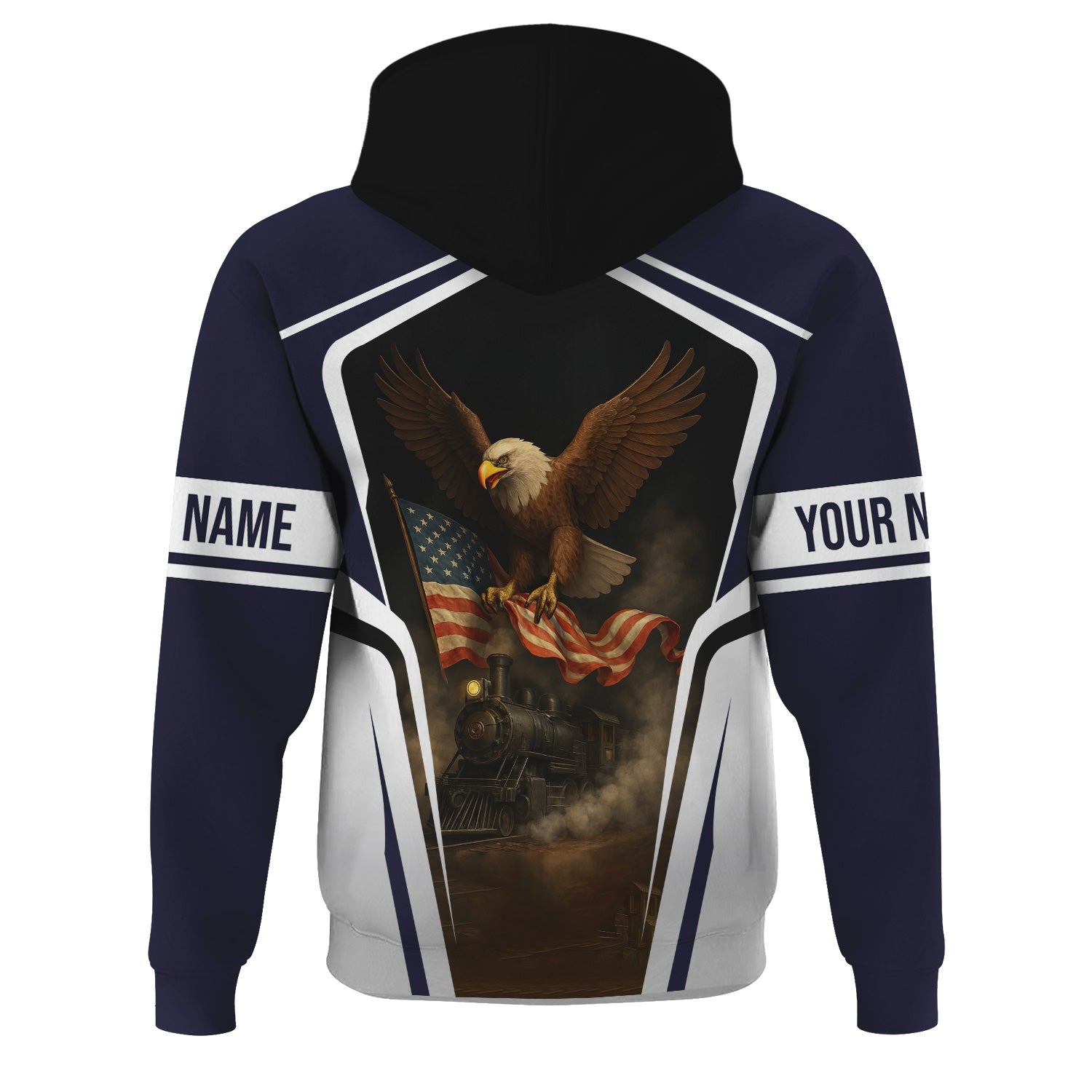 Railspirit Personalized Chessie System Railroad Hoodie American Eagle Vintage Train Zip Up Hoodie