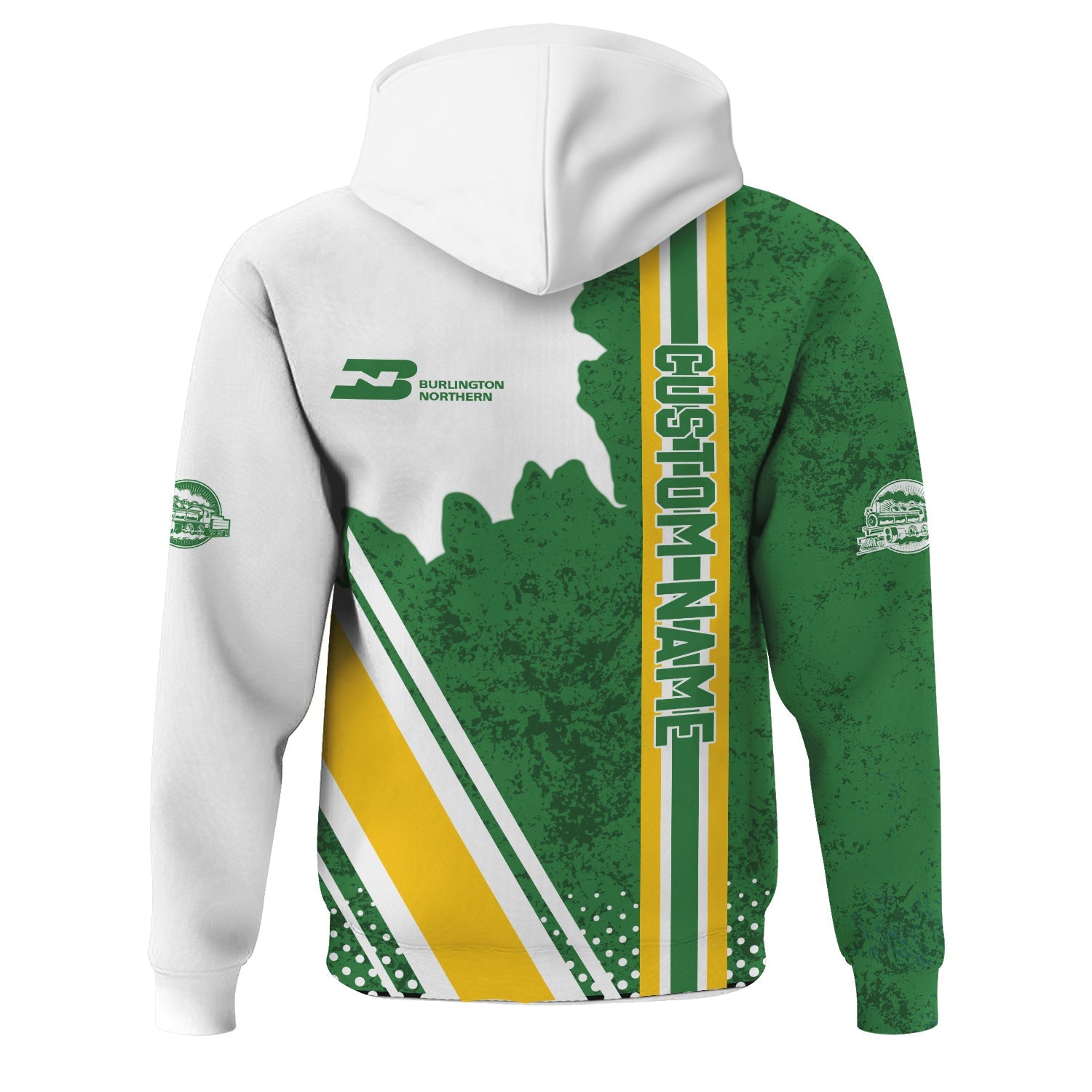 Railspirit Personalized Burlington Northern Railroad Hoodie All Over Printed Unisex Zip Up Hoodie