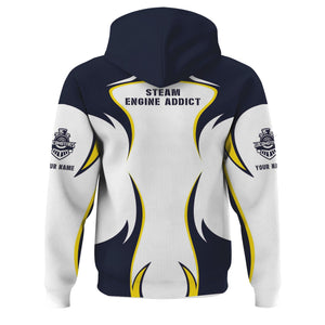 Railspirit Personalized Chessie System Railroad Hoodie Distinctive Flame Style Zip Up Hoodie For Steam Engine Addict