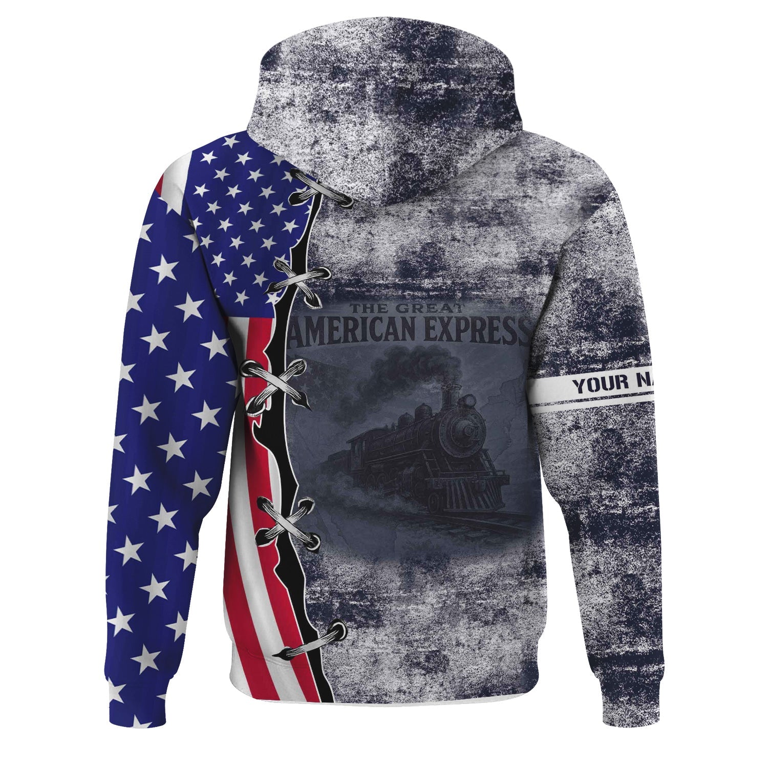 Railspirit Personalized Chessie System Railroad Hoodie Retro American Express Train With USA Flag Zip Up Hoodie
