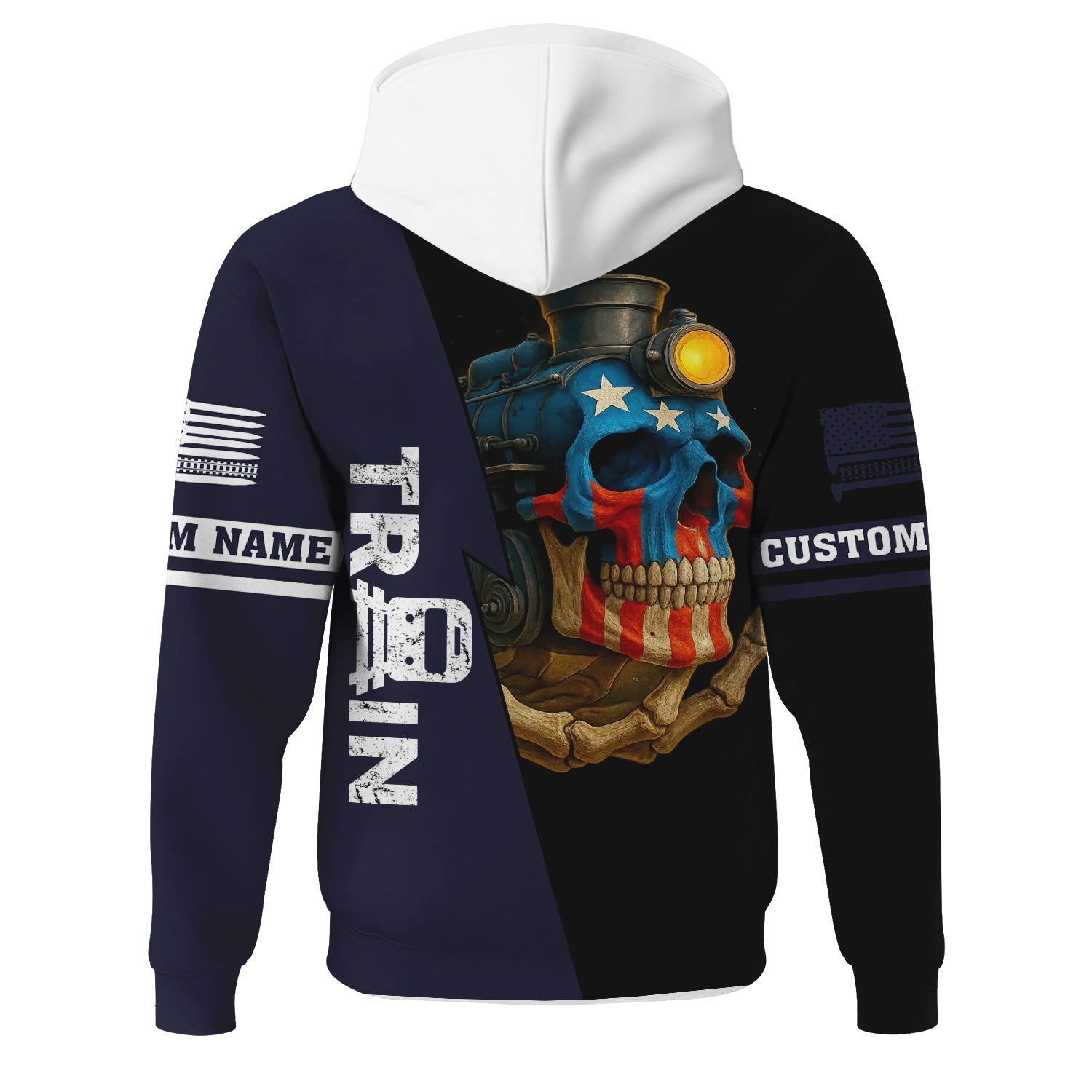 Railspirit Personalized Chessie System Railroad Hoodie Train Skull American Flag Zip Up Hoodie All Over Print