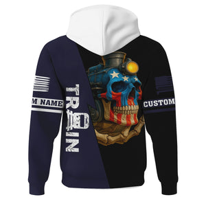 Railspirit Personalized Chessie System Railroad Hoodie Train Skull American Flag Zip Up Hoodie All Over Print