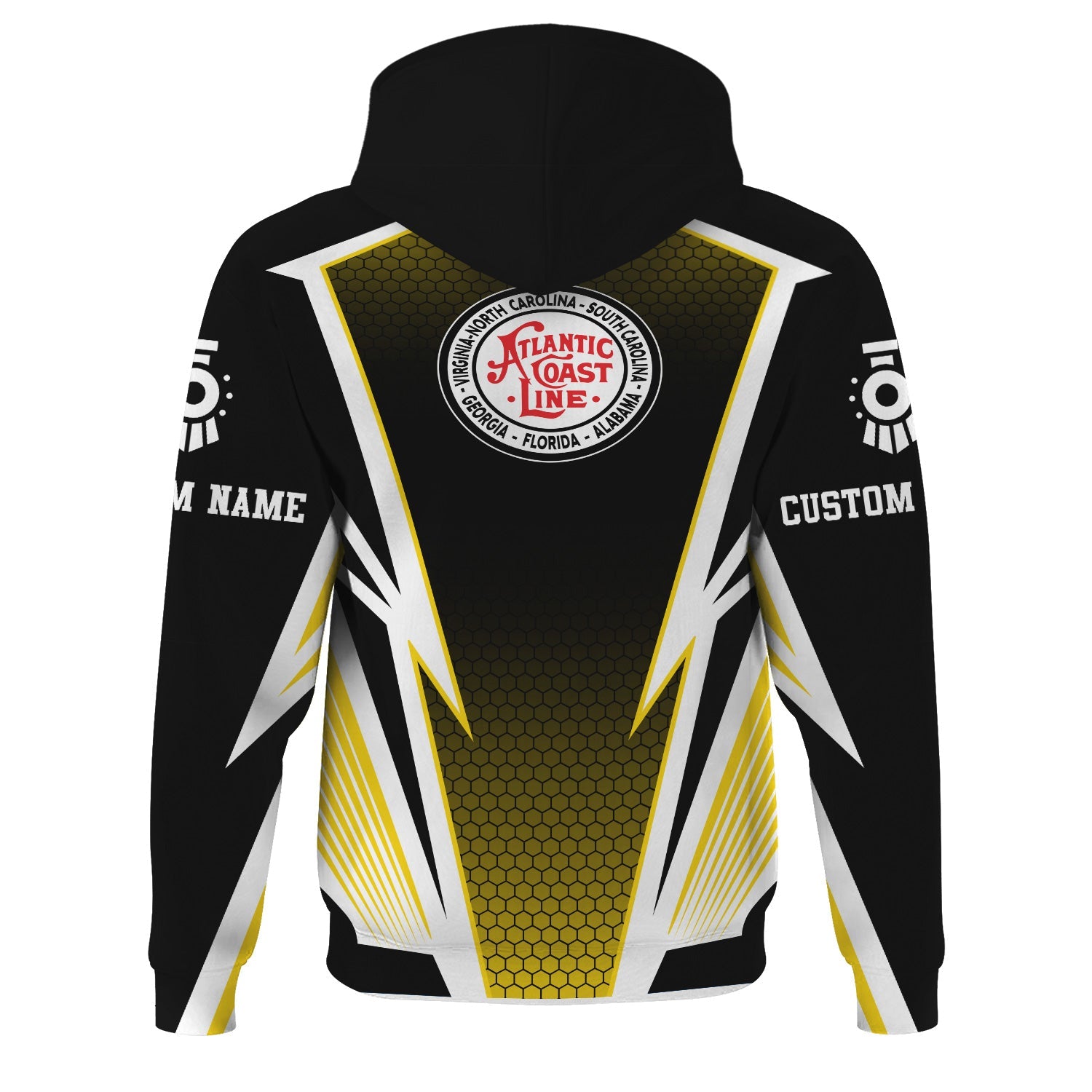 Railspirit Personalized Atlantic Coast Line Railroad Hoodie Lightning Graphic Style Zip Up Hoodie Gift Idea For Train Lover