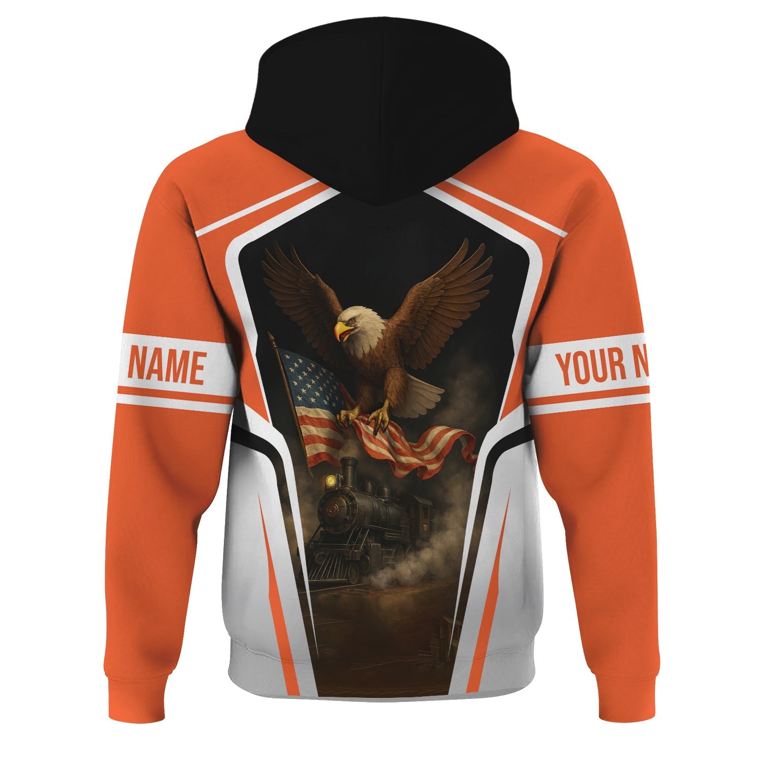 Railspirit Personalized Illinois Central Railroad Hoodie American Eagle Vintage Train Zip Up Hoodie