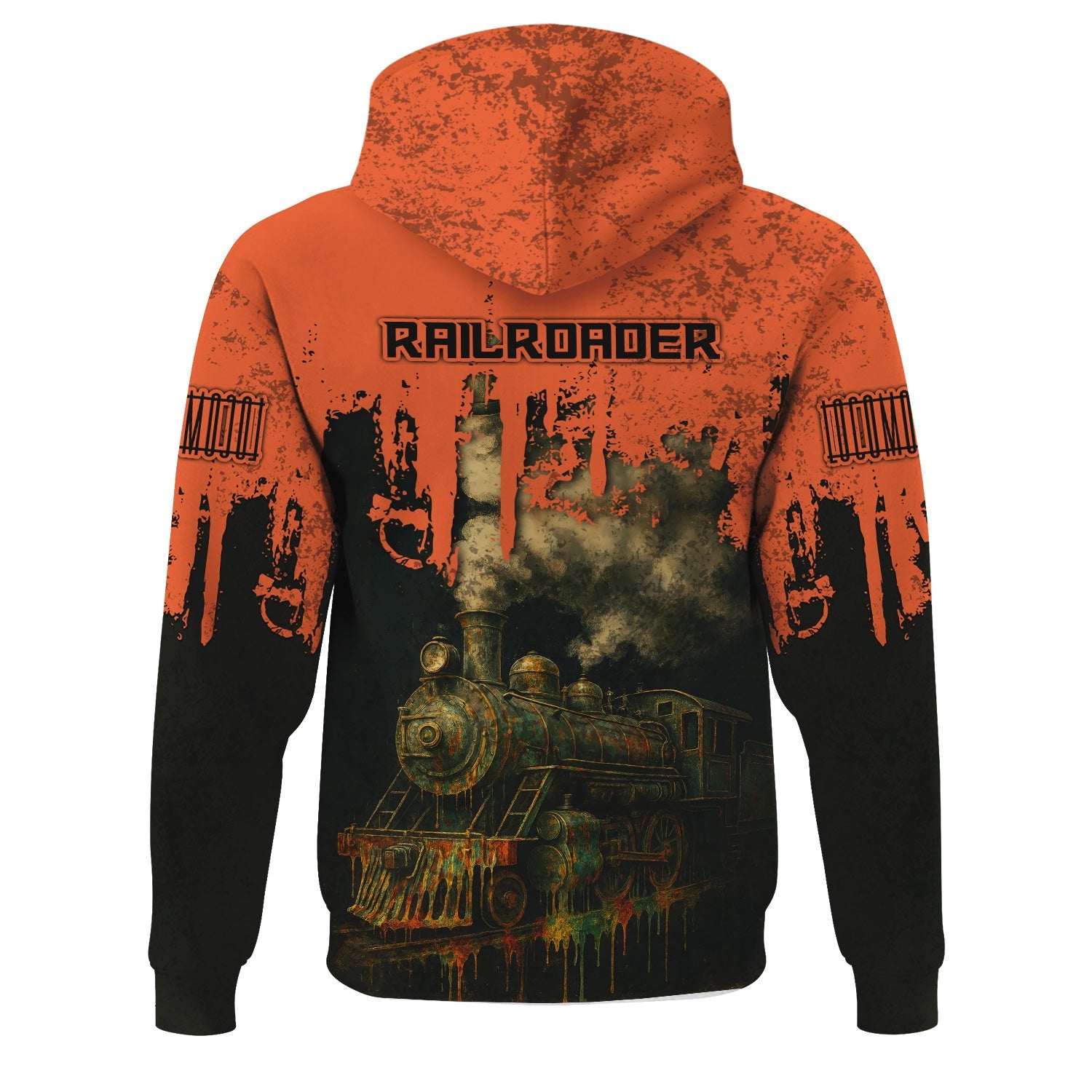 Railspirit Personalized Illinois Central Railroad Hoodie Vintage Train Art Style Zip Up Hoodie For Locomotive Fans