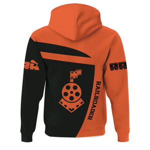 Railspirit Personalized Illinois Central Railroad Hoodie All Aboard Steam Train Movie Projector Style Zip Up Hoodie