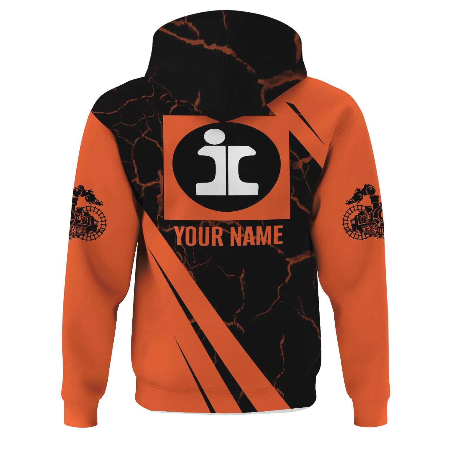 Railspirit Personalized Illinois Central Railroad Hoodie Crackle Texture Style Train Zip Up Hoodie For Trackhead