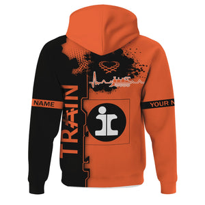 Railspirit Personalized Illinois Central Railroad Hoodie Engine Heartbeat and Track Love Style Zip Up Hoodie Gift Idea For Train Lovers