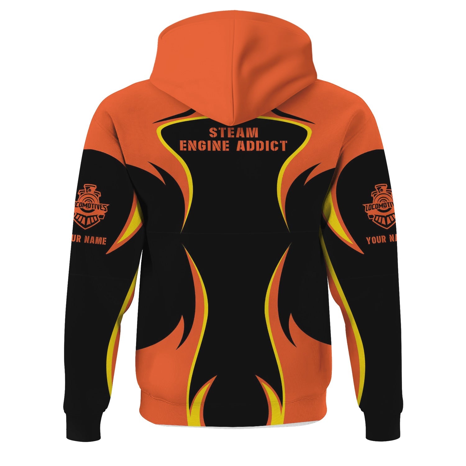 Railspirit Personalized Illinois Central Railroad Hoodie Distinctive Flame Style Zip Up Hoodie For Steam Engine Addict