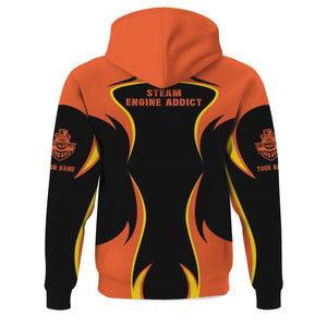 Railspirit Personalized Illinois Central Railroad Hoodie Distinctive Flame Style Zip Up Hoodie For Steam Engine Addict