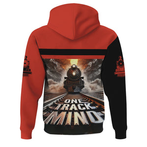 Railspirit Personalized Chicago and North Western Railway Hoodie One Track Mind Train Printed ZIp Up Hoodie