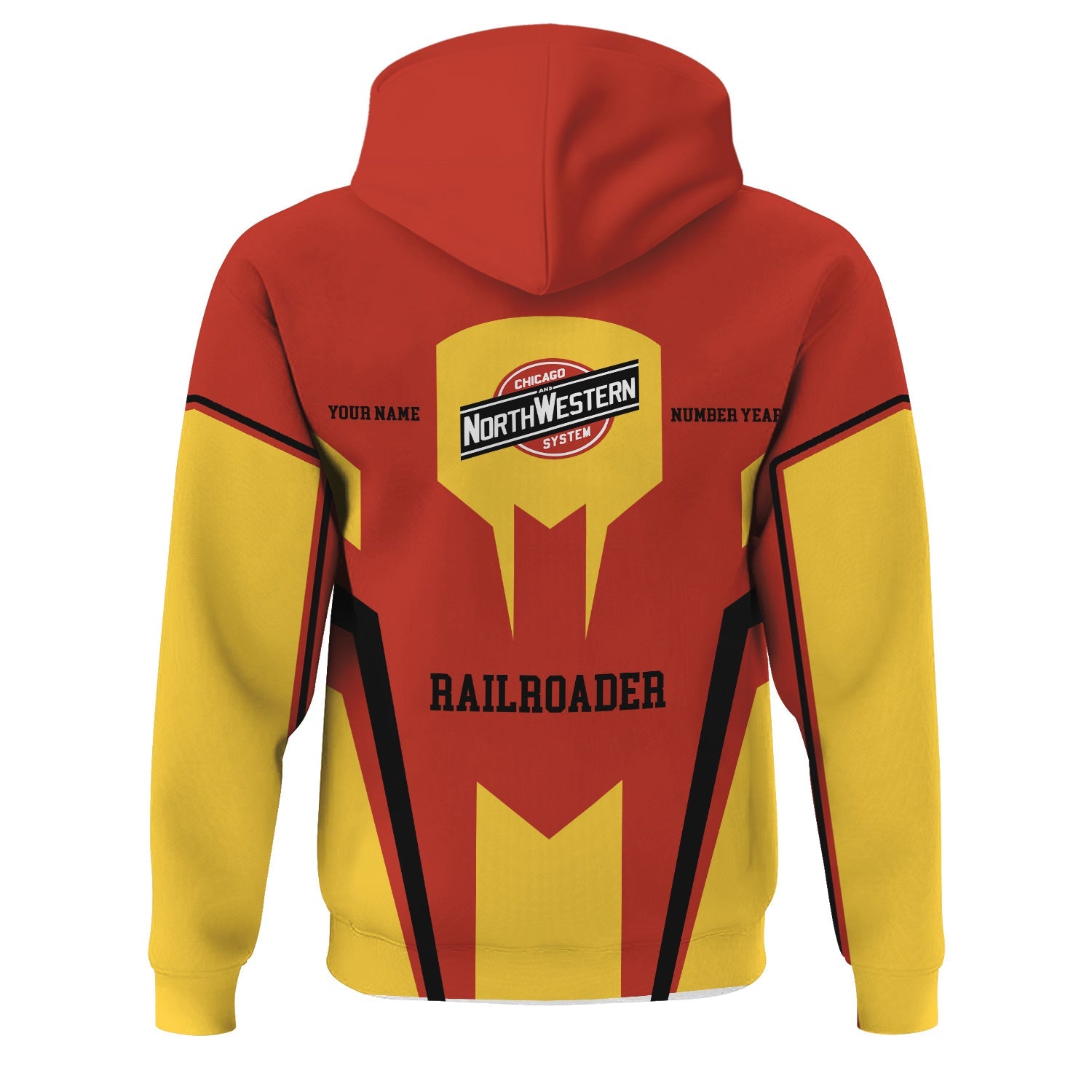 Railspirit Personalized Chicago and North Western Railway Hoodie Custom Year Railroader Zip Up Hoodie Gift Idea For Train Lover
