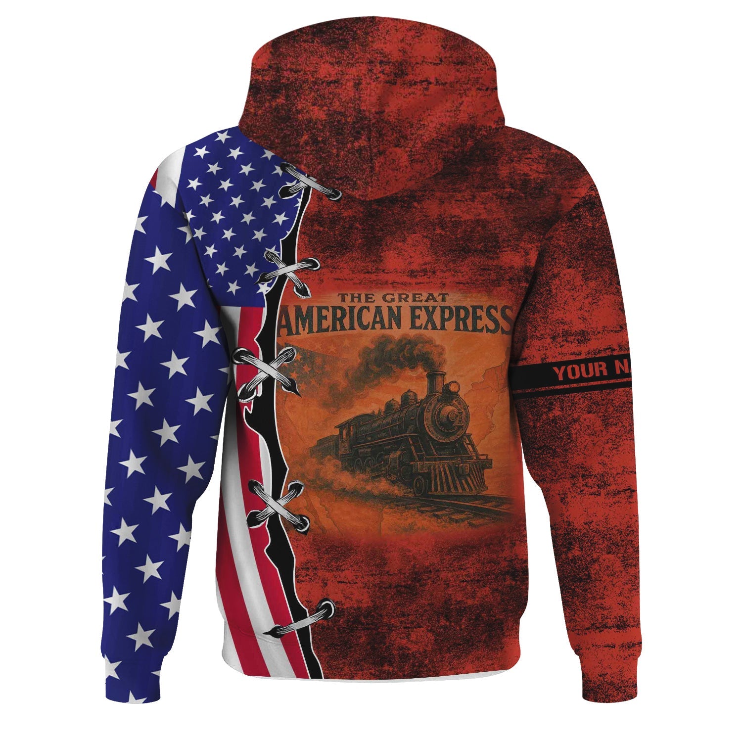 Railspirit Personalized Chicago and North Western Railway Hoodie Retro American Express Train With USA Flag Zip Up Hoodie