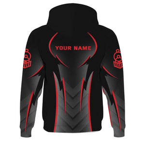 Railspirit Personalized Chicago, Milwaukee, St.Paul and Pacific Railroad Hoodie Striking Line Milwaukee Road Train Zip Up Hoodie For Locomotive Lover