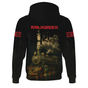 Railspirit Personalized Chicago, Milwaukee, St. Paul and Pacific Railroad Hoodie Vintage Train Art Style Milwaukee Road Zip Up Hoodie