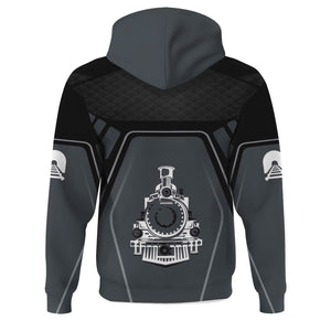 Railspirit Personalized Chicago, Milwaukee, St. Paul and Pacific Railroad Hoodie Steam Locomotive Engine Graphic Milwaukee Road Train Zip Up Hoodie