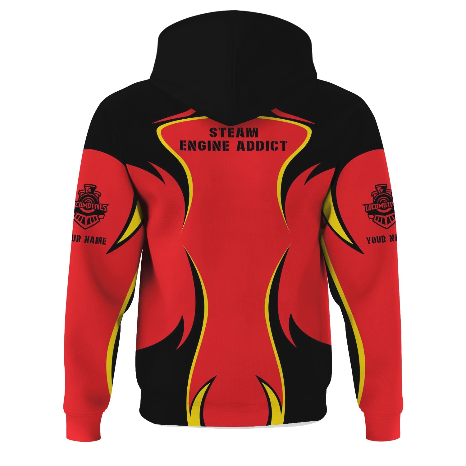 Railspirit Personalized Chicago, Milwaukee, St. Paul and Pacific Railroad Hoodie Distinctive Flame Style Zip Up Hoodie For Steam Engine Addict