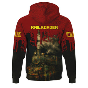 Railspirit Personalized Denver and Rio Grande Western Railroad Hoodie Vintage Train Art Style Zip Up Hoodie For Locomotive Fans