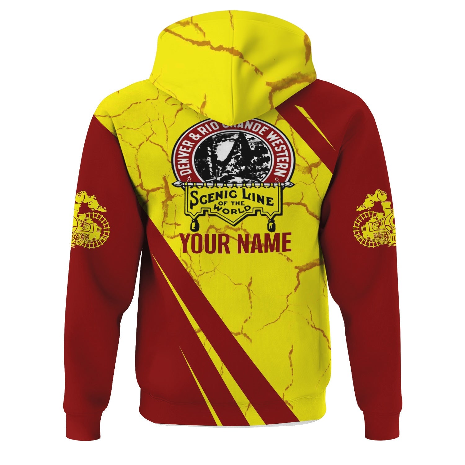 Railspirit Personalized Denver and Rio Grande Western Railroad Hoodie Crackle Texture Style Train Zip Up Hoodie For Trackhead