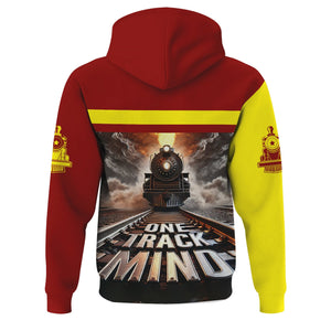 Railspirit Personalized Denver and Rio Grande Western Railroad Hoodie One Track Mind Train Printed ZIp Up Hoodie