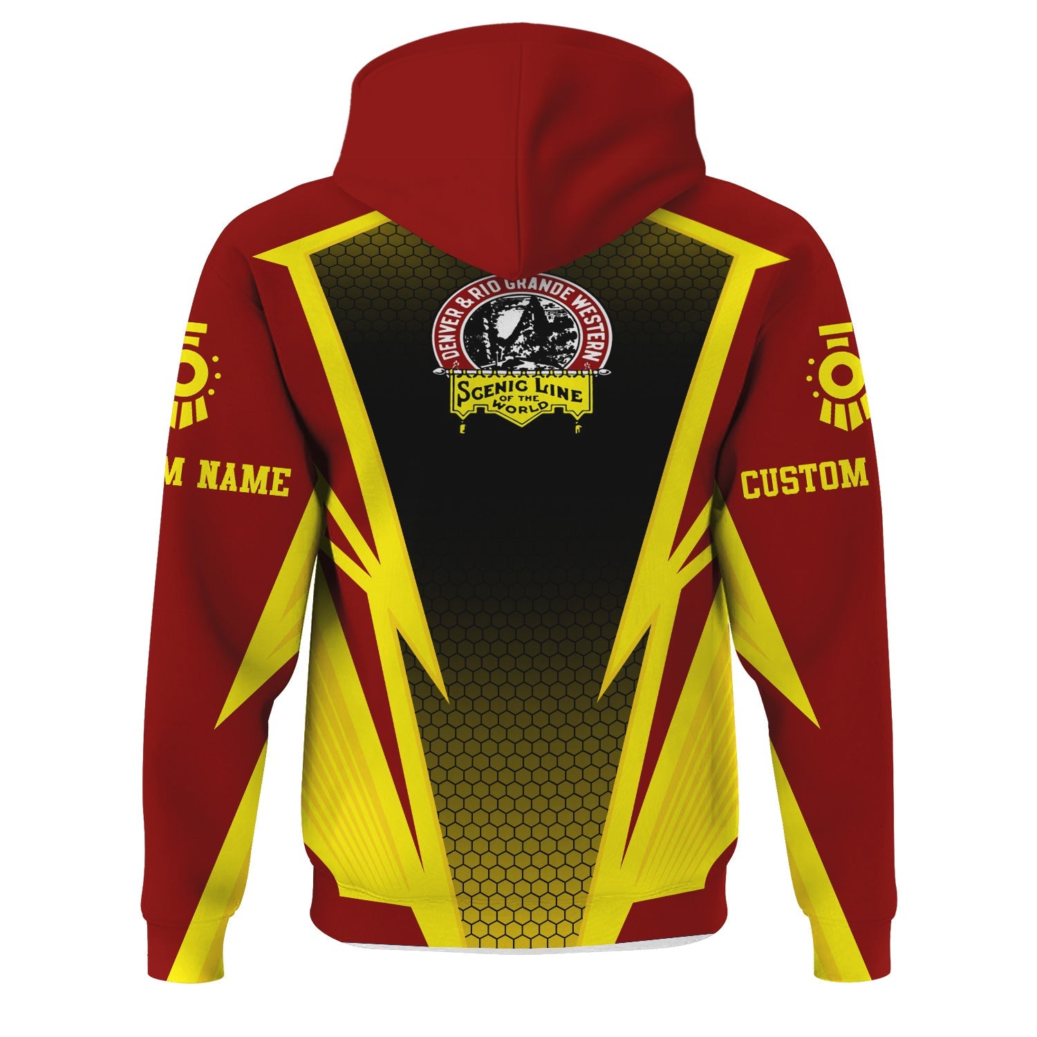 Railspirit Personalized Denver and Rio Grande Western Railroad Hoodie Lightning Graphic Style Zip Up Hoodie Gift Idea For Train Lover