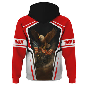 Railspirit Personalized Missouri Pacific Railroad Hoodie American Eagle Vintage Train Zip Up Hoodie