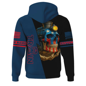 Railspirit Personalized Wabash Railroad Hoodie Train Skull American Flag Zip Up Hoodie All Over Print
