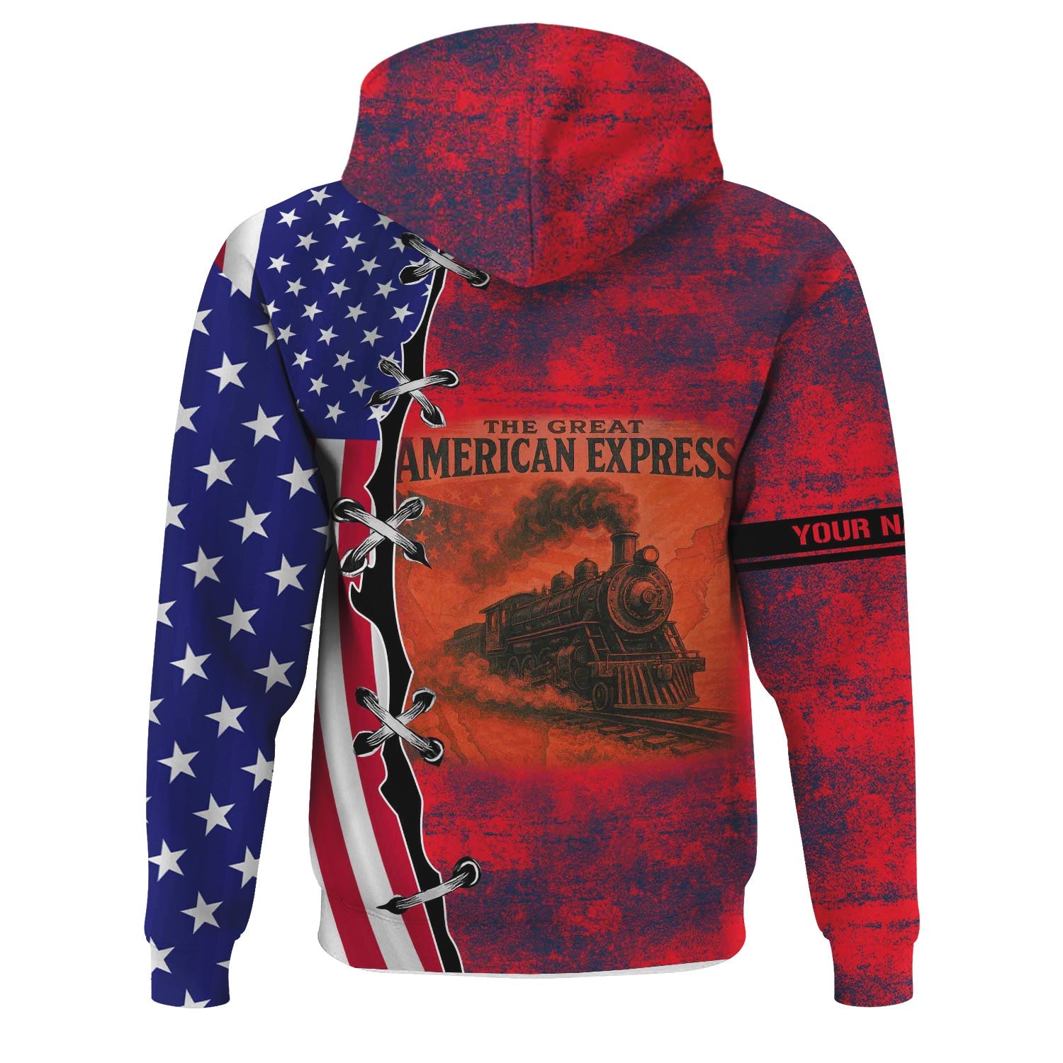 Railspirit Personalized Wabash Railroad Hoodie Retro American Express Train With USA Flag Zip Up Hoodie