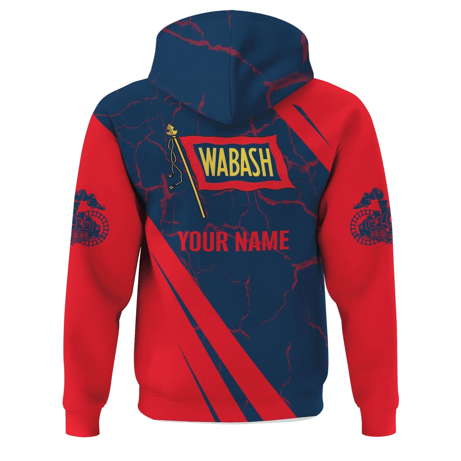 Railspirit Personalized Wabash Railroad Hoodie Crackle Texture Style Train Zip Up Hoodie For Trackhead