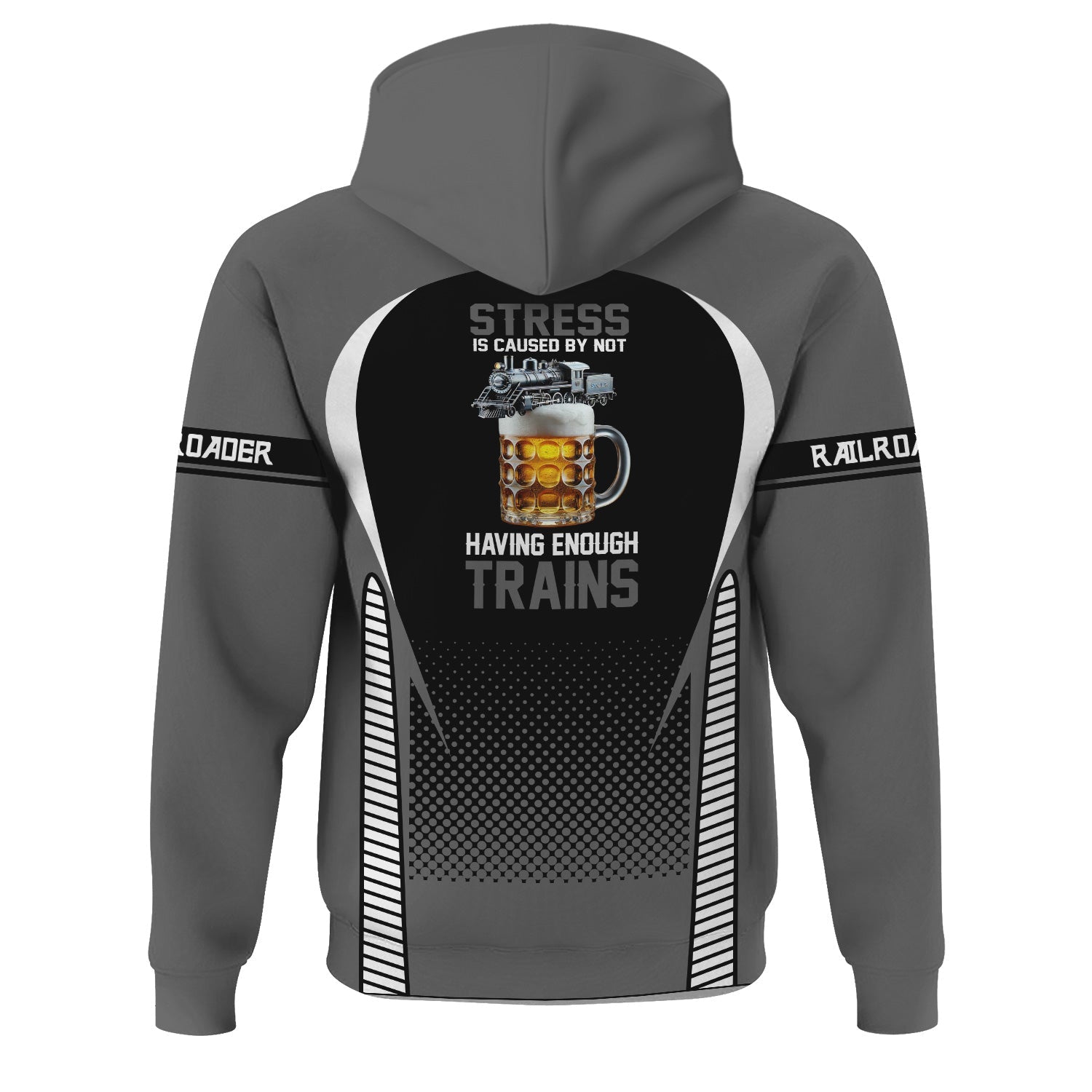 Railspirit Personalized Reading Railroad Hoodie Stress Is Caused By Not Having Enough Trains  Zip Up Hoodie