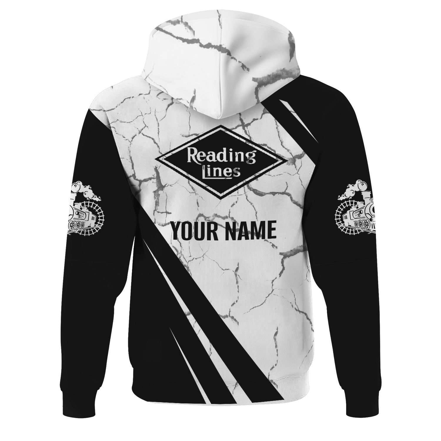 Railspirit Personalized Reading Railroad Hoodie Crackle Texture Style Train Zip Up Hoodie For Trackhead