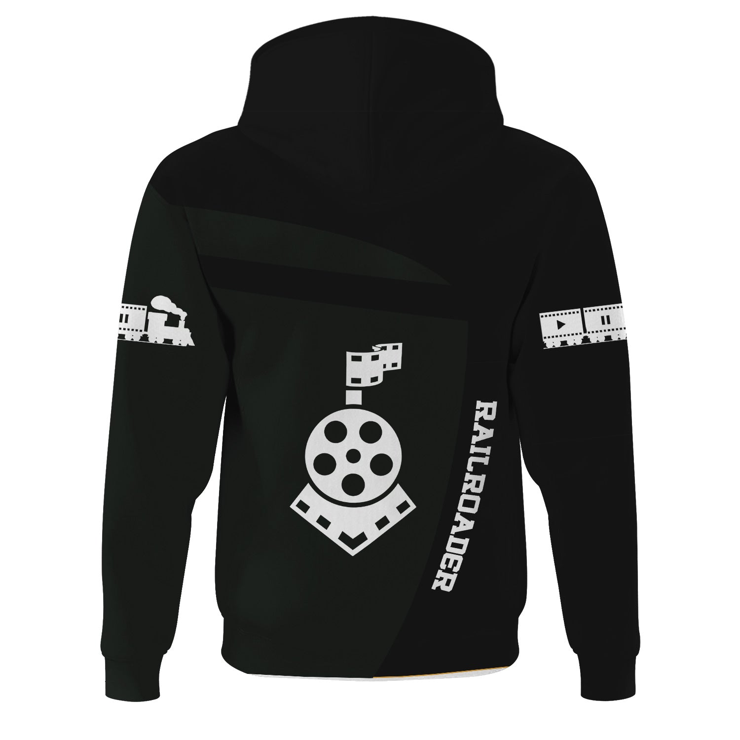 Railspirit Personalized Reading Railroad Hoodie All Aboard Steam Train Movie Projector Style Zip Up Hoodie