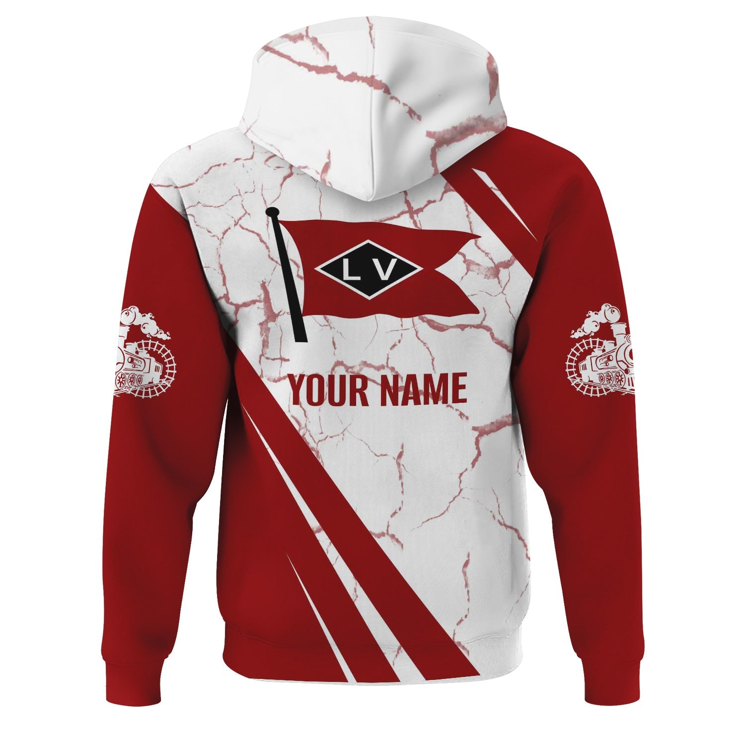 Railspirit Personalized Lehigh Valley Railroad Hoodie Crackle Texture Style Train Zip Up Hoodie For Trackhead