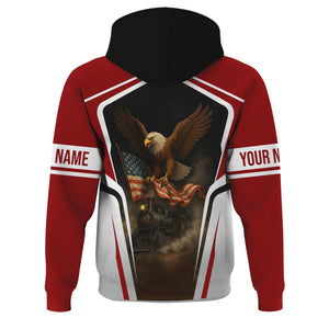 Railspirit Personalized Lehigh Valley Railroad Hoodie American Eagle Vintage Train Zip Up Hoodie