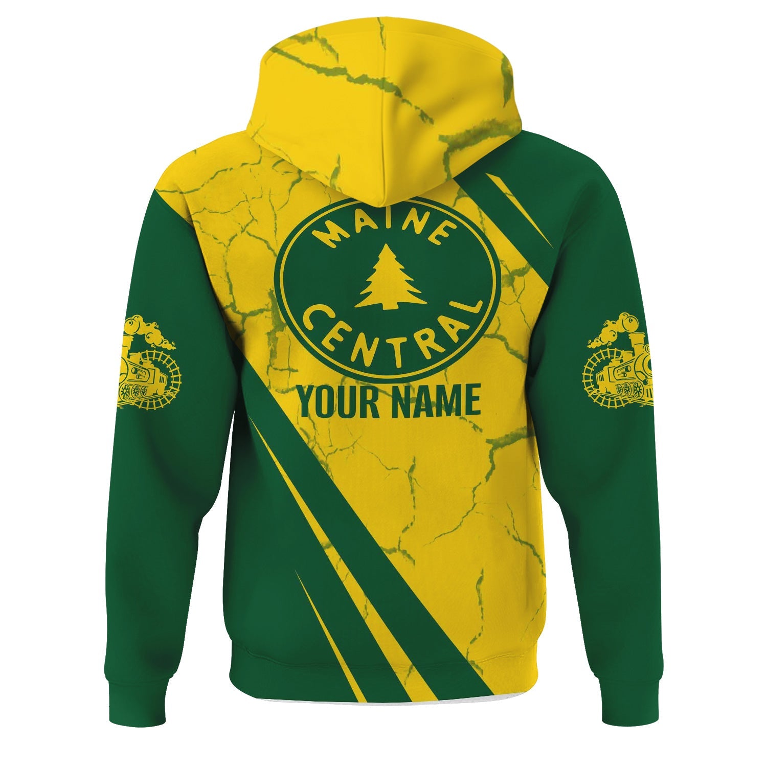 Railspirit Personalized Maine Central Railroad Hoodie Crackle Texture Style Train Zip Up Hoodie For Trackhead