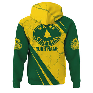 Railspirit Personalized Maine Central Railroad Hoodie Crackle Texture Style Train Zip Up Hoodie For Trackhead