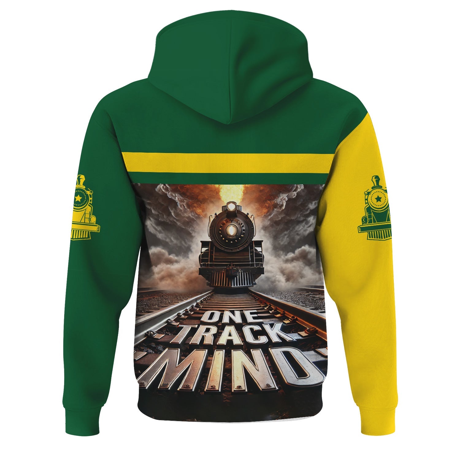 Railspirit Personalized Maine Central Railroad Hoodie One Track Mind Train Printed ZIp Up Hoodie