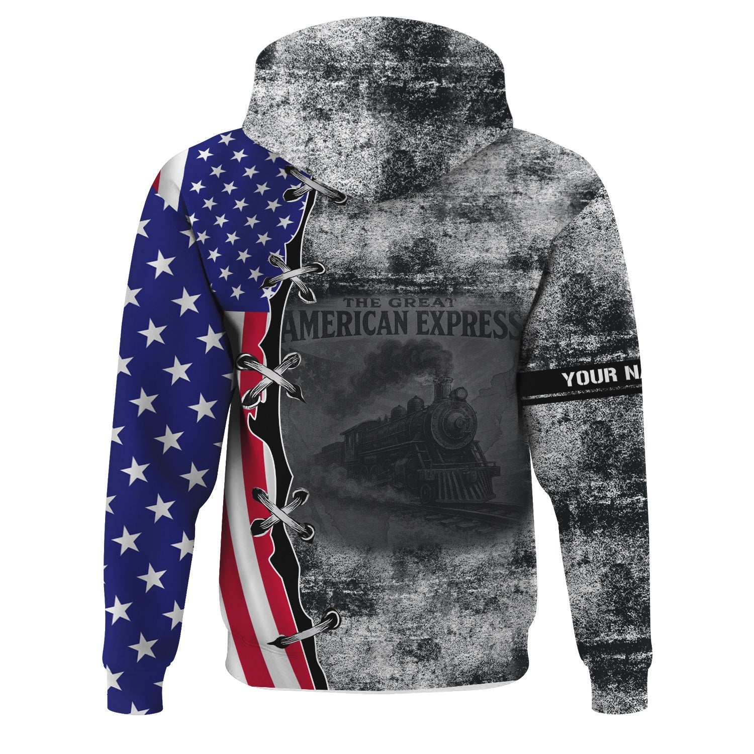 Railspirit Personalized Western Pacific Railroad Hoodie Retro American Express Train With USA Flag Zip Up Hoodie
