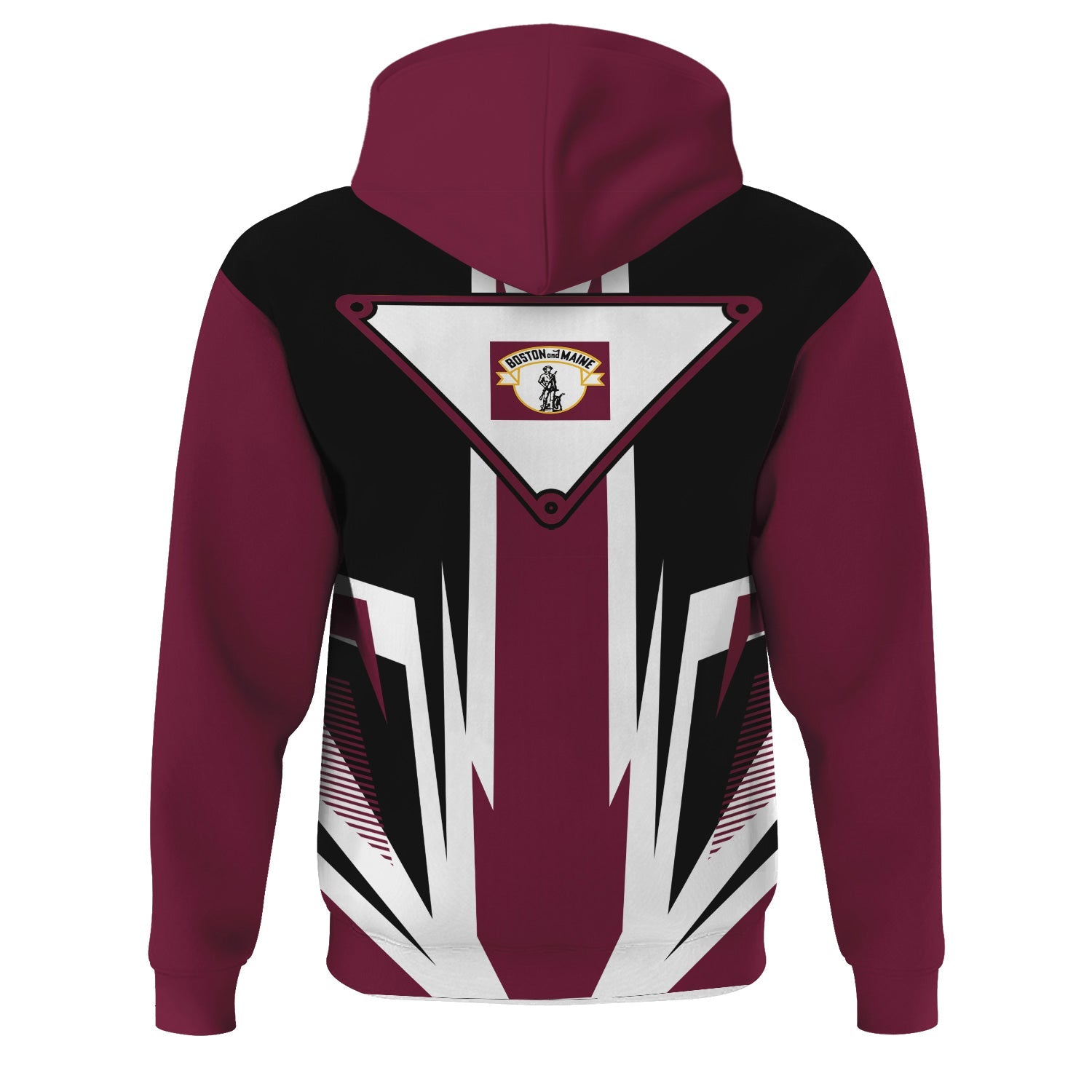 Railspirit Boston and Maine Railroad Hoodie Bold Graphic Style All Over Printed Zip Up Hoodie