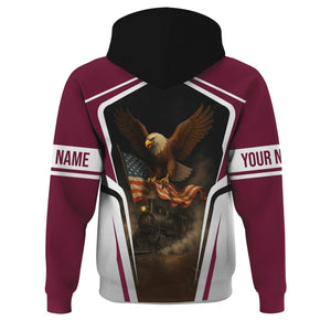 Railspirit Personalized Boston and Maine Railroad Hoodie American Eagle Vintage Train Zip Up Hoodie