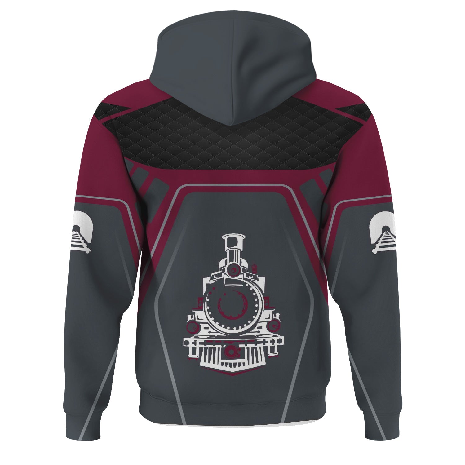 Railspirit Personalized Boston and Maine Railroad Hoodie Steam Locomotive Engine Graphic Train Zip Up Hoodie All Over Print