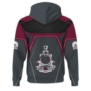 Railspirit Personalized Boston and Maine Railroad Hoodie Steam Locomotive Engine Graphic Train Zip Up Hoodie All Over Print