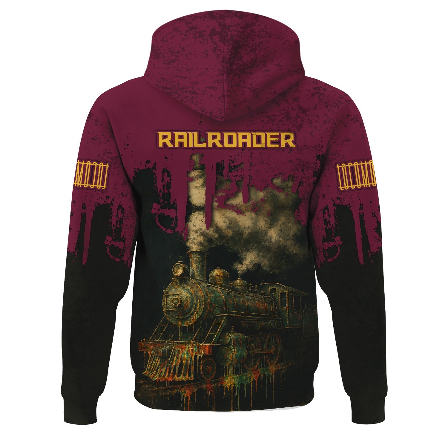 Railspirit Personalized Boston and Maine Railroad Hoodie Vintage Train Art Style Zip Up Hoodie For Locomotive Fans