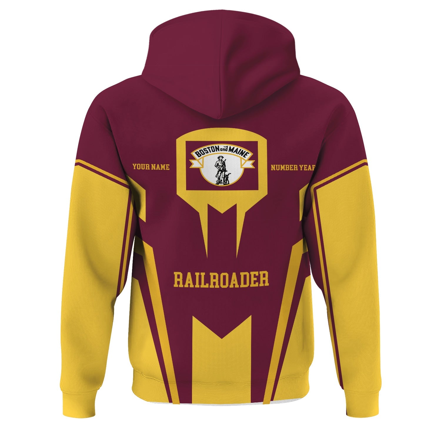 Railspirit Personalized Boston and Maine Railroad Hoodie Custom Year Railroader Zip Up Hoodie Gift Idea For Train Lover