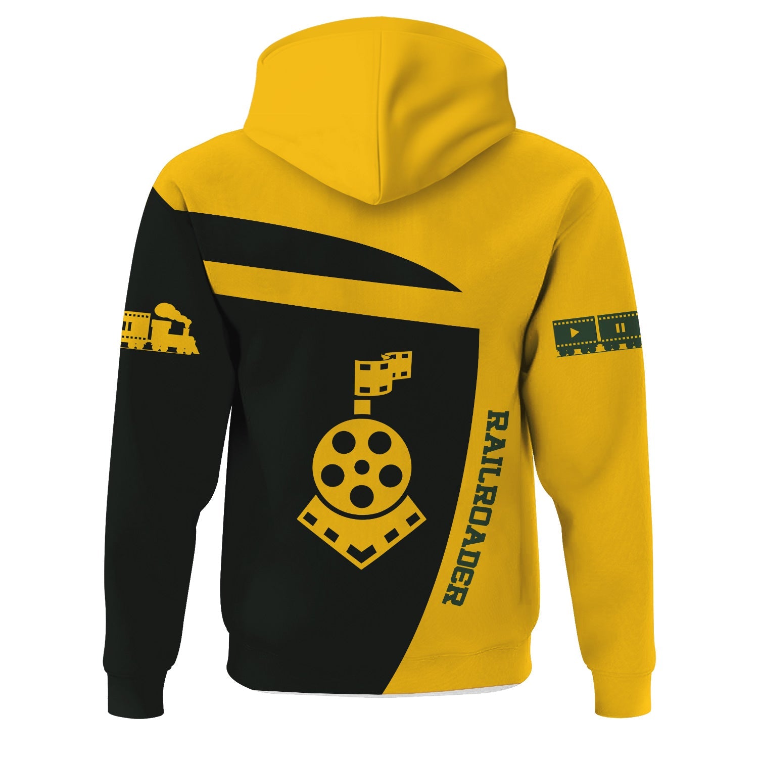 Railspirit Personalized New York, New Haven and Hartford Railroad Hoodie All Aboard Steam Train Movie Projector Style New Haven Railroad Zip Up Hoodie