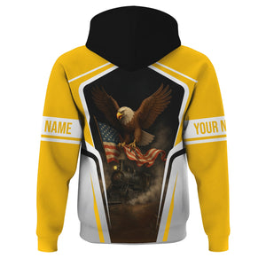 Railspirit Personalized New York, New Haven and Hartford Railroad Hoodie American Eagle Vintage Train New Haven Railroad Zip Up Hoodie